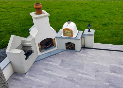 handmade Pizza oven and barbecue area