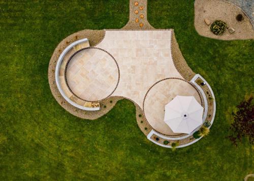 Ariel shot of patio area